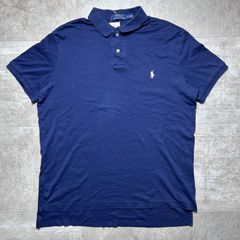 【90s】POLO RALPH LAUREN  ポロシャツ  L size  ネイビー  シングルステッチ  ポロラルフローレン  半袖  ワンポイント  ロゴ  刺繍  紺色  ヴィンテージ  古着