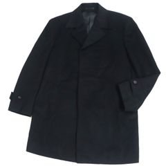 良品▽Christian Dior クリスチャンディオール 裏地ロゴ柄 カシミヤ100％ 比翼仕立てコート ブラック M 正規品 メンズ シンプル◎