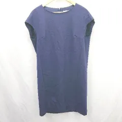 ◇ ⊂ C+ シー フレンチスリーブ 大人系 半袖 膝丈 ワンピース サイズ38 ネイビー系 レディース E  【1507160025984】
