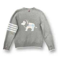 国内正規 THOM BROWNE バッファローチェック ライオンアイコン ジャカード 4BAR カーディガン ニット トムブラウン MKC285A-00219055   3