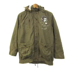 ポンポネット モッズコート ファー アウター キッズ 女の子用 Lサイズ グリーン pom ponette 【中古】