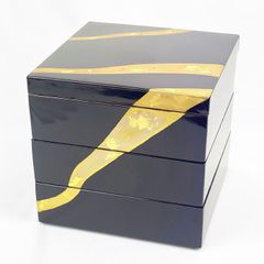 三段重箱 漆器 曽根工芸 金箔入り 三段重箱 漆器 曽根工芸 姫小重流紋 - メルカリ