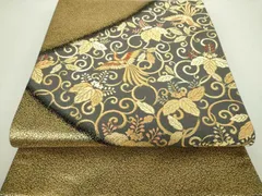 平和屋着物○田中工芸織物 祥園謹製 太鼓柄袋帯 立浪花鳥文