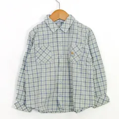 ファミリア 長袖シャツ トップス チェック柄 コットン キッズ 男の子用 110サイズ 白×水色 Familiar 【中古】