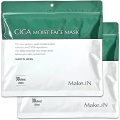 c【2袋セット 日本製 CICA MOIST FACE MASK ク 30枚入り シカ モイストフェイスマス Make.iN パック フェイスマスク 美容成分 保湿 自宅エステ シートマスク 潤いスキンケア