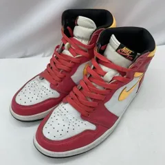 【中古】NIKE AIR JORDAN 1 HIGH OG LIGHT FUSION RED サイズ27.5cm 555088-603 ナイキ ジョーダン ピンク ホワイト イエロー[19]