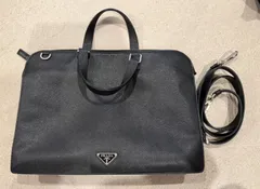 ✨️極美品✨️ PRADA プラダ ビジネス　メンズ ハンドバッグ ブラック レザー 本物 超美品 プラダ 極希少 ランウェイ限定 クロコダイルレザー