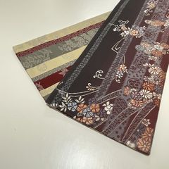 ★美品　半巾帯　グラデ　花　両面　花文様　★r1005
