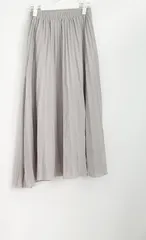 ◇ JUNOAH ジュノア ウエストゴム ロング プリーツ スカート サイズ M グレー レディース E  【1306020008354】