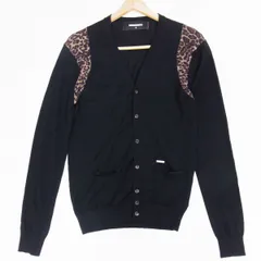 定価69.300円☆DSQUARED2 18ss ニットカーディガン レオパード柄切り替え メンズ 秋物 ディースクエアード ウールニット ニットジャケット