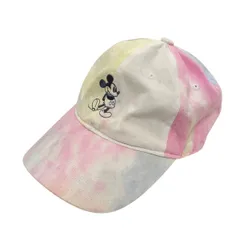 【Disney】ミッキーマウス刺繍キャップ｜56cm（調整可）｜タイダイ柄｜マルチカラー｜レディース｜古着