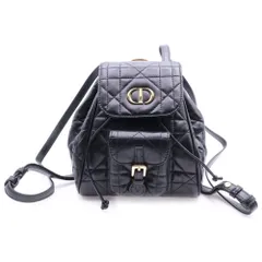Christian Dior (クリスチャンディオール) カロ バックパック リュックサック スモール マクロカナージュ ブラック ゴールド金具 ラムスキンのサムネイル