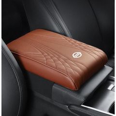 ◆日産 NISSAN◆ブラウン◆アームレストマット コンソールボックスパッド 形状記憶 肘置きカバー 収納ボックスマット 革製 高めパッド