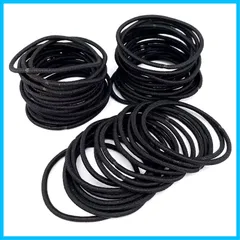 【特価セール】ハンドメイド 手芸材料 黒 黒 50本セット 抗菌 日本製 アクセサリーM-16-50 接合なし 結び目なし 大容量 リングゴム 髪ゴム (ブラック) 子供 おしゃれ ゴム ヘアゴム