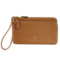 新品 コーチ COACH 長財布 DOUBLE ZIP WALLET ブラウン 茶 ゴールド