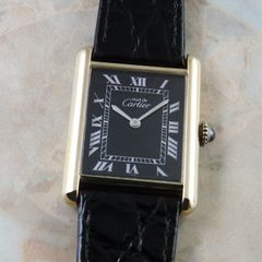 カルティエ マストタンク LM 手巻き式 ヴィンテージ 黒文字盤 ローマ Cartier Tank ブラックローマンダイヤル アンティーク時計 タンクマスト