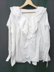 ◇ Θ ◎ ●未使用● Olu. タグ付き フリル 長袖 シャツ ブラウス サイズF ホワイト レディース E  【1506250007497】