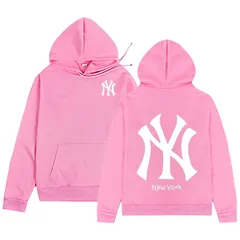 野球 NYヤンキースフーディー メンズ ゆったり 大サイズ パーカースウェット ストリートファッション ピンク