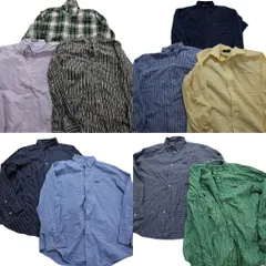 古着卸 まとめ売り チャップス CHAPS 長袖シャツ 10枚セット (メンズ Ｌ ) ストライプ マドラスチェック  ボタンダウン 中古 古着 MZ5178