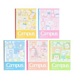 サンスター文具　ちいかわ　キャンパスノート　ドットB罫　5冊パック　ちいかわ　ハチワレ　うさぎ　モモンガ　シーサー　古本屋　鎧さん　ラッコ
