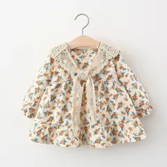 ☆ イエロー ☆ 90cm ☆ ワンピース ベビー ワンピース 子供服 ベビー服 長そで 長袖 キッズ 子ども 赤ちゃん 女の子 キッズワンピース 春 秋 可愛い かわいい おしゃれ オシャレ キッズ服 こども ナチュラル ベビーファッション カジュアル