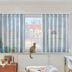 Topfinel レースカーテン 無地 UVカット グレー 幅150ｘ丈130cm 1枚入り 0