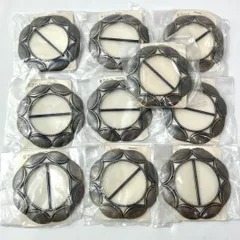 ば17【希少まとめ売り】アンティーク 真鍮 バックル 10個セット 金属パーツ ◇バッグ修理・ベルトリメイク・衣装製作・手芸資材 丸型花モチーフ レトロ