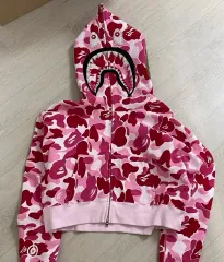 極美品 ベイプ エイプ カモ シャークパーカー ピンク A BATHING