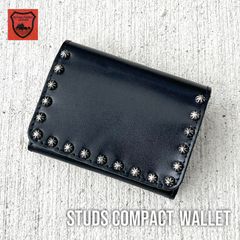 栃木レザー財布 コンパクト財布　コンパクトウォレット スタッズ財布　ミニ財布　日本製  WL001W-ST8