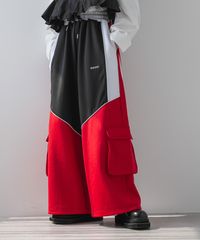 夢展望公式 [新品未使用] 配色カラーラインジャージパンツ [レッド] 他カラー別ページ有 bohmal パンツ ワイドパンツ・ガウチョパンツ（フルレングス） 535797-03