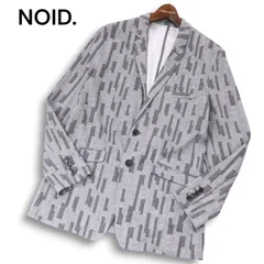 NOID. ノーアイディー 通年 幾何学模様 総柄★ シュリンクカットソー 2B テーラード ジャケット ブレザー Sz.3 メンズ 灰