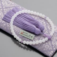 京念珠 数珠 女性用 白オニキス（7mm玉） 紫雲石仕立 正絹頭付房 数珠 
