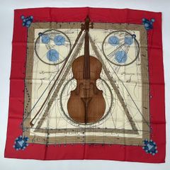 新品同様 HERMES エルメス スカーフ シルク カレ90 球体が奏でる音楽 La Musique des Spheres レッド