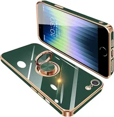 iPhone SE3 iPhone SE2 iPhone8 iPhone7 ケース リング付き アイフォンSE3 リング カバー 耐衝撃 TPU メッキ加工 360°回転 スタンド機能 車載ホルダー ストラップホール付き 4.7インチ（ダー