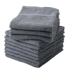 【即日発送】吸水 速乾性 綿100% 日本製 業務用 薄手(180匁) 同色10枚セット フェイスタオル チャコール 泉州タオル