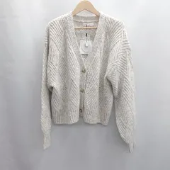 ◇ ⊇ Elura エルーラ ダイヤ柄 ニット 長袖 カーディガン サイズフリー ライトグレー レディース E  【1501160045317】