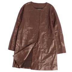 美品 セオリー リュクス theory luxe コート レザーコート ノーカラー 無地 ラムレザー アウター レディース 38(M相当) ブラウンのサムネイル