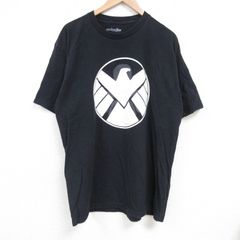 XL / 헌 옷 반소매 T 셔츠 남성 마블 실드 코튼 크루 넥 블랙 블랙 25jun27 중고