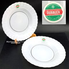 MZ683) Vintage DURALEX Deadstock プレート ホワイト 2点 セット 現状品