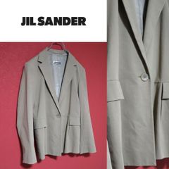 【モード】JIL SANDER シルク混 光沢デザイン テーラードジャケット モード】JIL SANDER シルク混 光沢デザイン テーラード