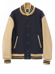 SCYE BASICS サイベーシックス SAMPLE/23AW Wool Melton Varsity Jacket ウールメルトンヴァーシティジャケット  ネイビー 38のサムネイル