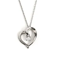 【金属アレルギー対応】医療用サージカルステンレス ダイヤモンド　0.07ct　ネックレス　ハート
