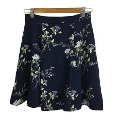 スナイデル SNIDEL スカート フレア ミニ ウエストゴム 花柄 総柄 1 紺 白 ネイビー ホワイト