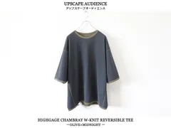 【SALE】Upscape Audience / ハイゲージシャンブレーWニットリバーシブルTEE - OLIVE×MIDNIGHTのサムネイル