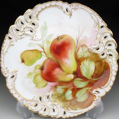 ニンフェンブルク 金彩果物絵 プレート 21cm 1895年 アンティーク (c)