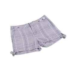 バーバリー ブルーレーベル パンツ ブランドパンツ パンツ ショート丈 アウトレット 夏 アイテム 自分用 グレー×ブルー系 ♯36サイズ 綿70％麻30％ グレンチェック 送料無料 h453 
