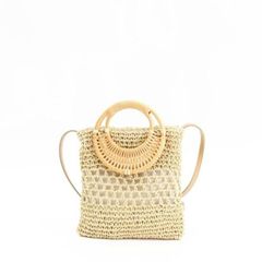 【COOCO】ラタン丸ハンドル×ペーパー2WAY mini　ミニ　ショルダーバッグ カゴバッグ かごバッグ 　ナチュラル