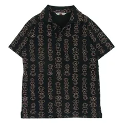 スターオブハリウッド STAR OF HOLLYWOOD SH71248 総柄 半袖 ポロシャツ コットン 日本製 ブラック系 オレンジ系 S【中古】