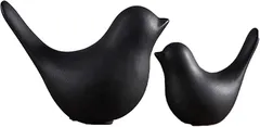 NOELAMOUR 置物 北欧 インテリア オーナメント 鳥 動物 玄関 開運 モダン 雑貨 大小2個セット(ブラック)