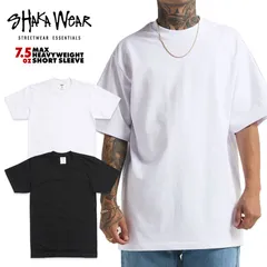 【2XL】SHAKA WEAR 7.5 OZ MAX HEAVYWEIGHT SHORT SLEEVE Tシャツ【BLACK/WHITE】(SHAK WEAR  大きいサイズ プレーンT 半袖 無地 ブラック 黒 ホワイト 白 PRO CLUB プロクラブ)